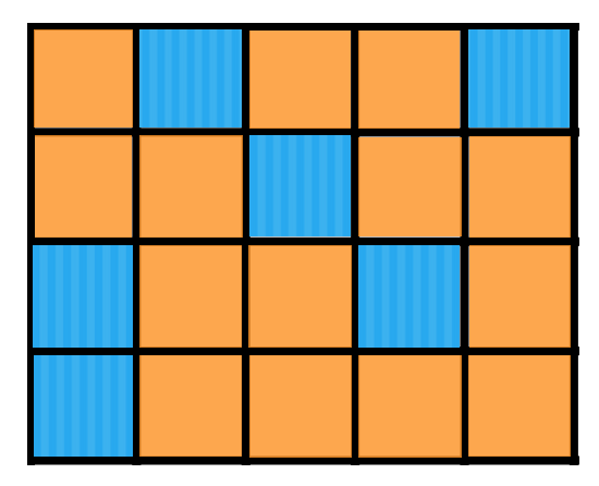 2D orange and blue world grid